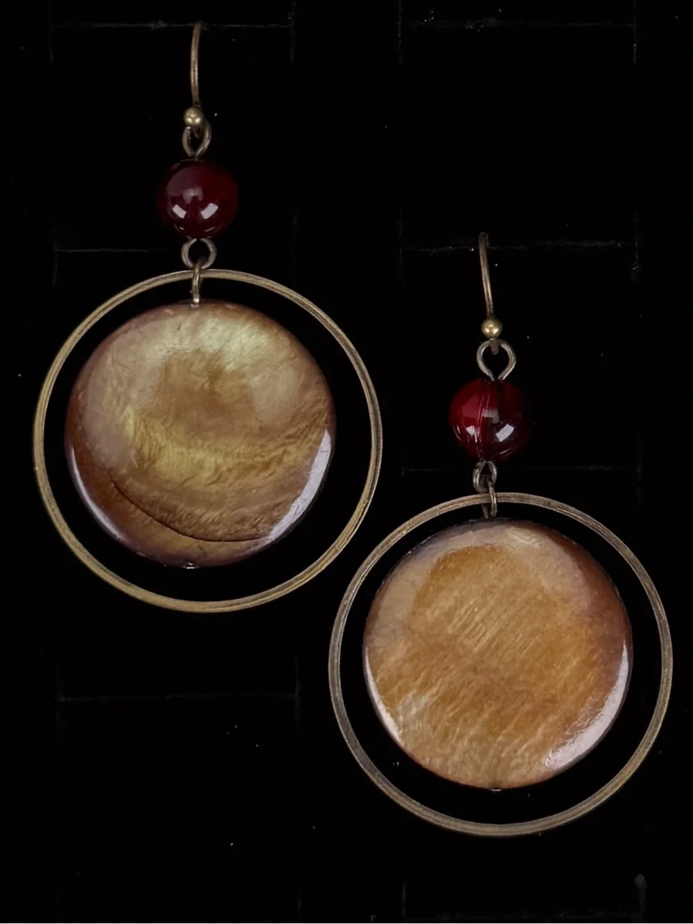 Beautiful bohemian chic floating circle costume pierced earrings